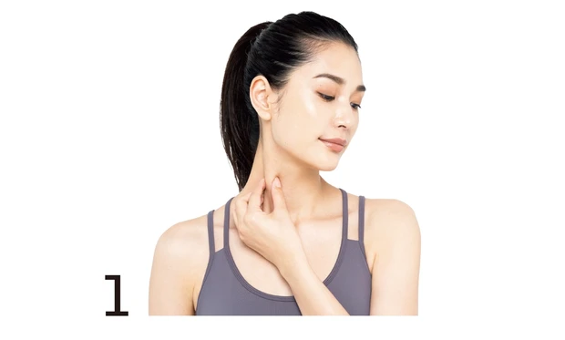 1筋肉を上→下へほぐす