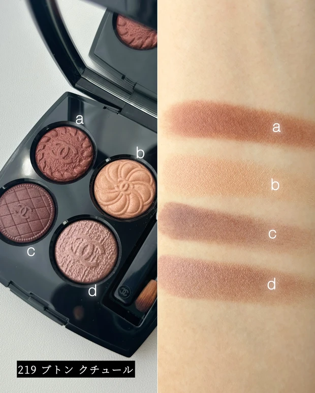 CHANEL 限定アイパレット シャネルの限定アイパレットをスウォッチ！ “ボタン”デザインの