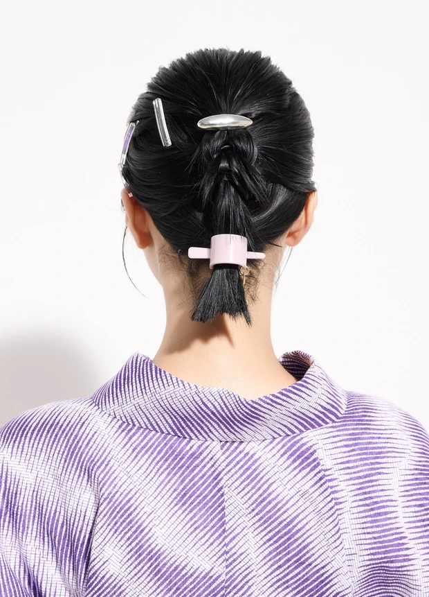 浴衣ヘアアレンジ ボブ 編み込み バック