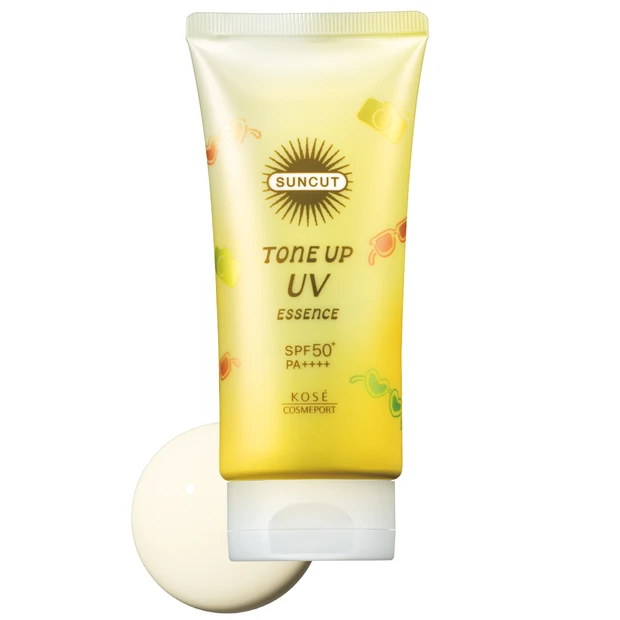 【おすすめ日焼け止め2024】サンカット® トーンアップUV エッセンス レモンイエロー SPF50+・PA++++ 80g ￥798（編集部調べ）／コーセーコスメポート