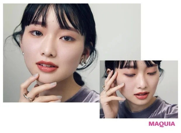 おすすめのカラーアイライナー・ブラウン系カラー_透けブラウンライナー×くすみパープルマスカラ