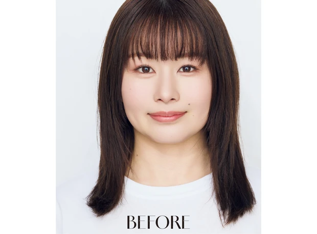 「リファカールアイロン プロ」使った多幸感×今どきニュアンス巻き セミロング ビフォー