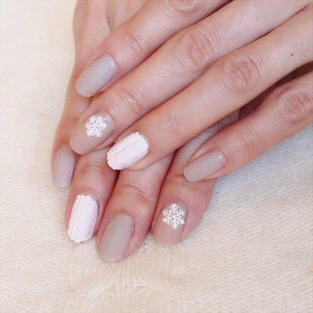手描き雪の結晶と百均アイテムで♡簡単可愛いニットネイル！