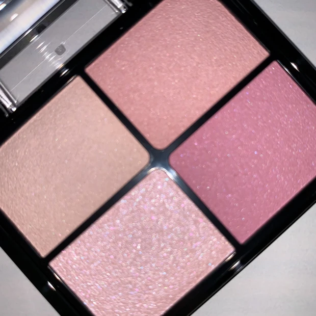 KATE バウンシーチークシャドウ MV-1 スノーモーヴのパレット(ライトあり・質感のアップ)