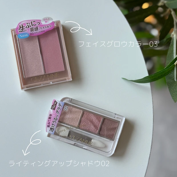 セザンヌ ライティングアップアイシャドウ02 フェイスグロウカラー03