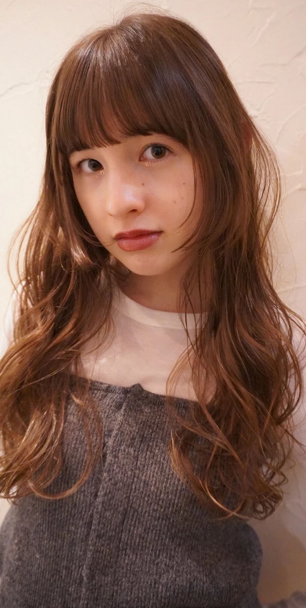 髪型 ロング ロングヘア 前髪あり 姫レイヤー スタイリング