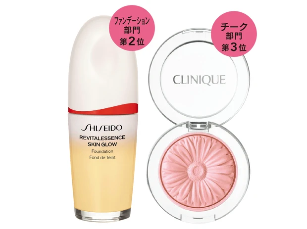 （右から）チーク部門第3位　ファンデーション部門第2位