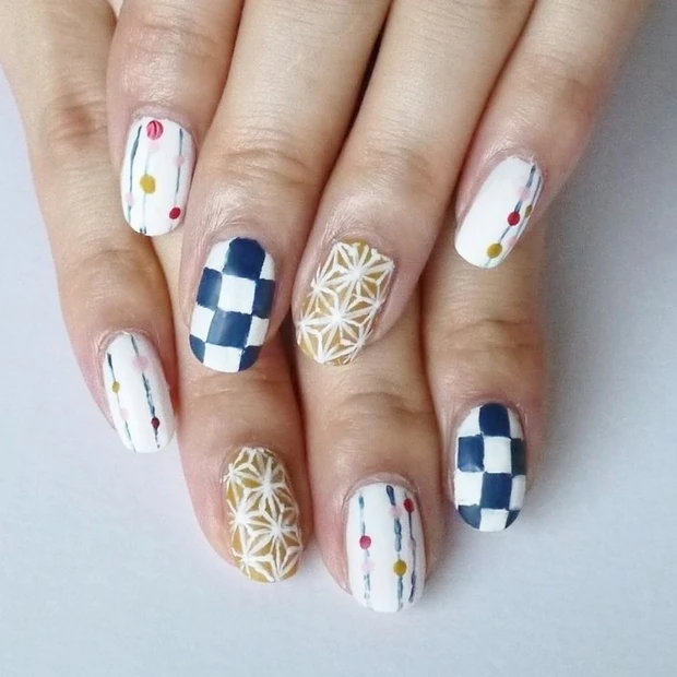 浴衣に合う！涼し気夏の和柄ネイル【ギ☆のセルフネイル手本帖】