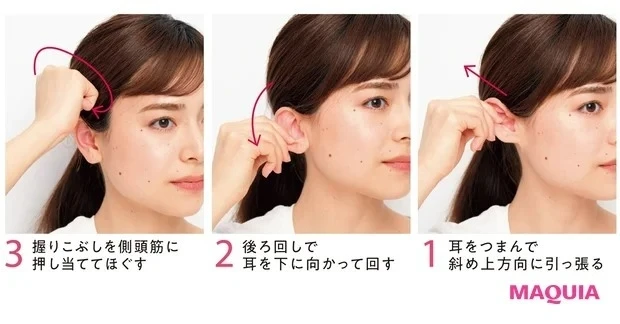 【顔筋ほぐしのやり方】顔のたるみ、リフトアップにおすすめのマッサージ法_硬くなった側頭筋をほぐしてリフトアップ