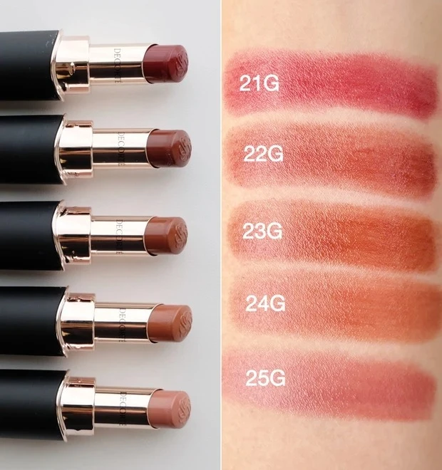 ルージュデコルテ クリームグロウのスウォッチ 21Gから25G