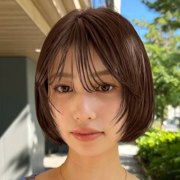 【小顔ボブ】顔まわりレイヤーで輪郭をすっきりシェイプ！ 今っぽさ満点のレイヤーボブ