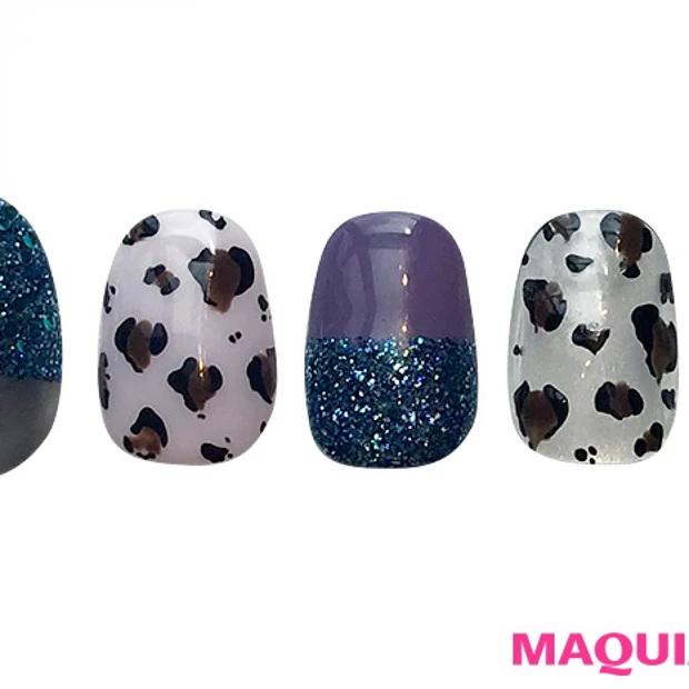 華やかなグリッターの煌きで、レトロヴィンテージな「アニマル柄」ネイル!