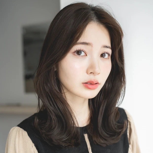 6トーン程度の暗髪