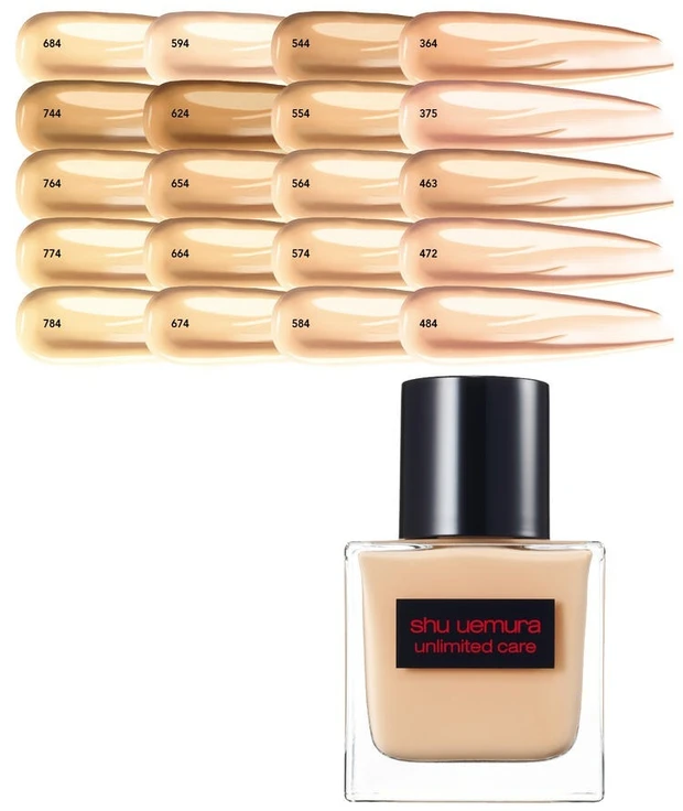 乾燥しないおすすめ高保湿リキッドファンデーション デパコス シュウ ウエムラ　アンリミテッド ケア ツヤ セラム ファンデーション