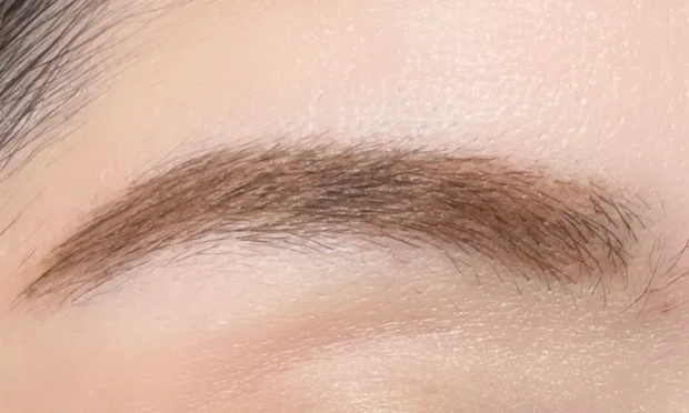 マイルドウッディを眉に塗った仕上がりアップ写真