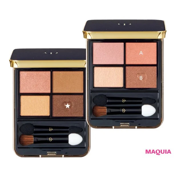 最新! 広瀬アリスさんのメイクを徹底解剖_アイシャドウ_(右から)オンブルクルールクアドリ 8、同7 各¥9680/クレ・ド・ポー ボーテ