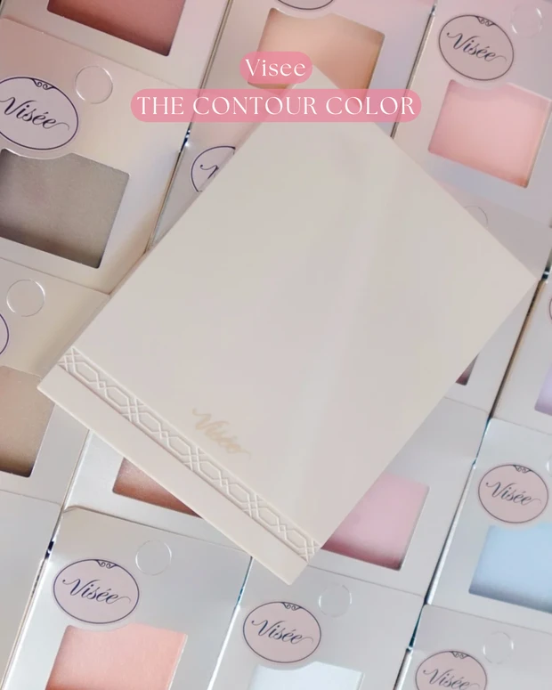 ヴィセ ザ コントゥア カラー全色のスウォッチ画像。ハイライトとシェーディングをパウダー・クリーム別に並べ、質感や色味の違いがわかる比較写真。