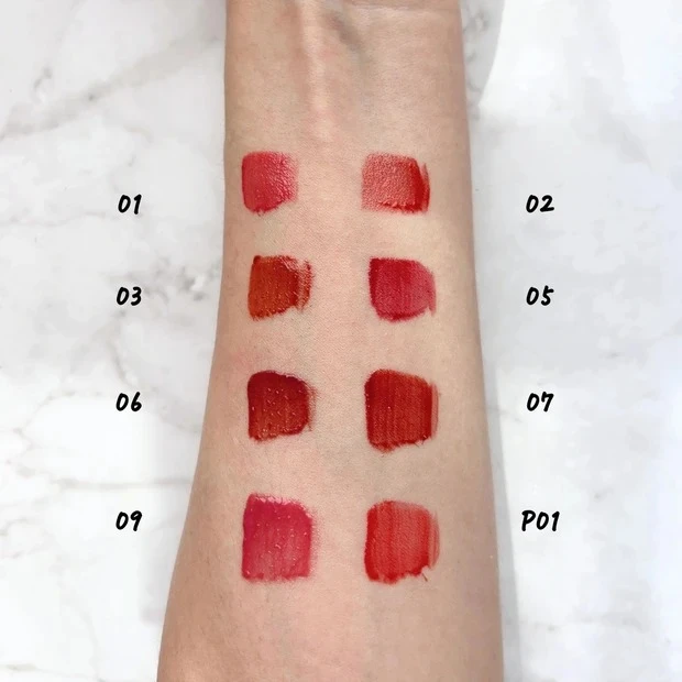 セザンヌ ウォータリーティントリップの全色比較