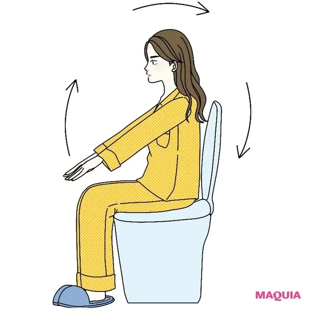 【二の腕痩せメソッド】自宅やオフィス、移動中にできる「二の腕ながらエクサ」_トイレの個室で
