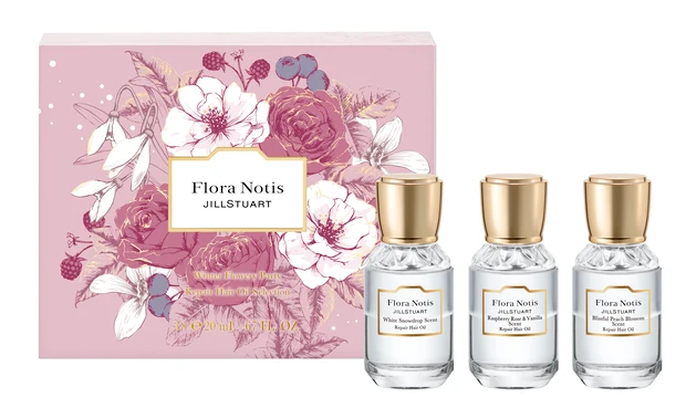 ジルスチュアートクリスマスコフレ2025_フローラノーティス　ジルスチュアート　ウィンターフラワリーパーティー　リペアヘアオイルセレクション