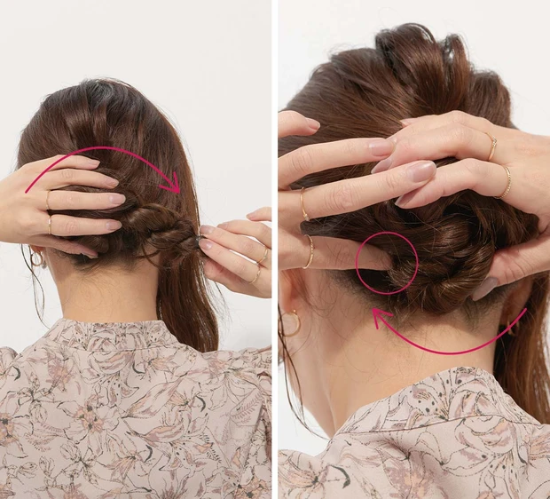 【セルフヘアアレンジ】動画で学ぶ! くるりんぱ、ロープ編み、Uピンの留め方、編み込みの正しいやり方とコツを人気美容師AYAMARさんが解説_14