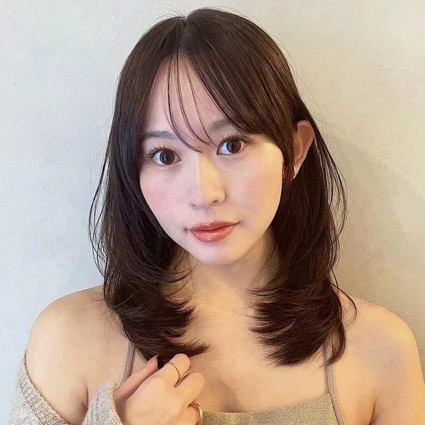 ミディアム ヘア 髪型 ヘアスタイル 30代 40代 大人 前髪あり