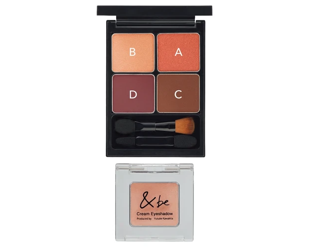 （上）&be パレットアイシャドウ ロゼブラウン ￥3300、（下）同 クリームアイシャドウ ピンクゴールド ￥1980／Clue