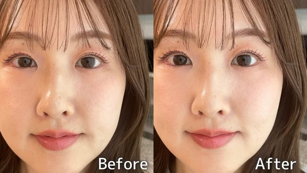 セザンヌ トーンフィルターハイライト 02 フィルターピンク 新色 Before After