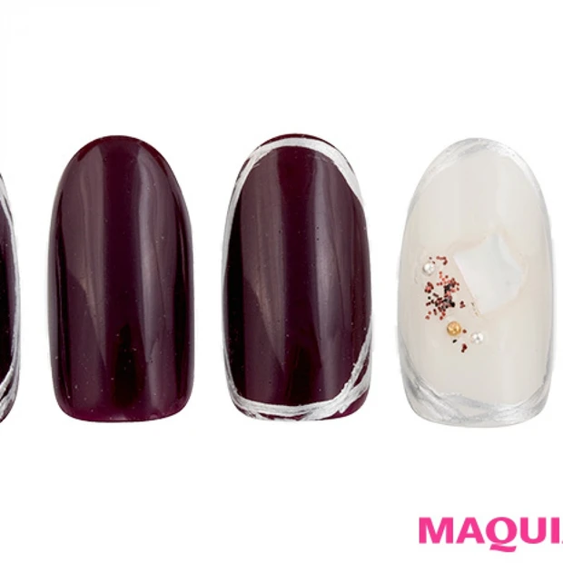 カラーのコントラストが新鮮! ラフでモードな「囲み」ネイル