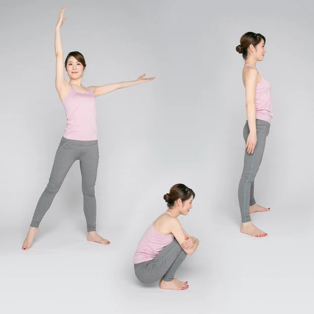 勢いよくしゃがんで立ち上がる運動