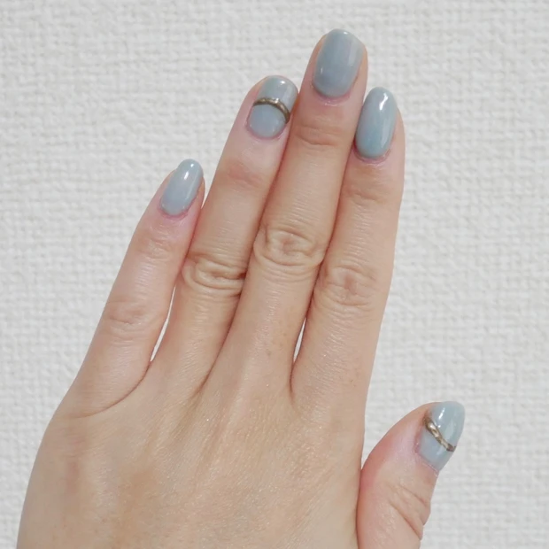 【ネイル】ブルー×ゴールドラインの初夏ネイル＊メタリックジェルを使って簡単セルフネイルを楽しみましょう！_4