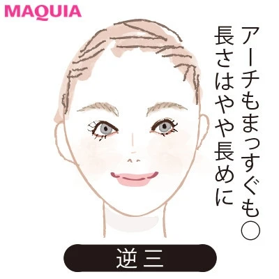 【2020年トレンド眉の書き方】顔型別に似合う眉_逆三