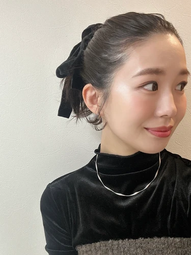 セルフアレンジ お団子ヘア ポニーテール ベロアリボン