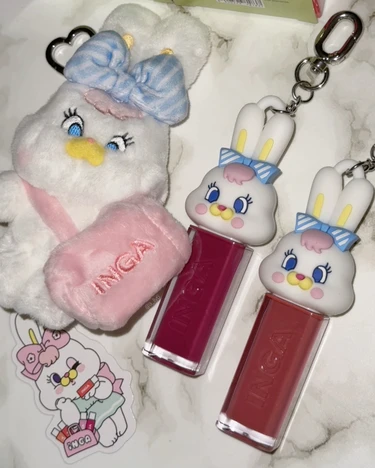 INGA インガ MOMOREI モモレイ コラボ コスメ 韓国 Qoo10 キーリング 可愛い うさぎ リップ ティント ブルベ