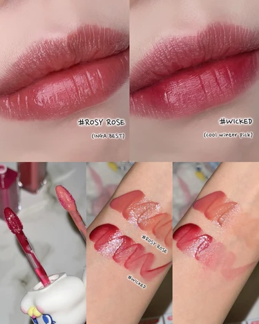 INGA インガ MOMOREI モモレイ コラボ コスメ 韓国 Qoo10 キーリング 可愛い うさぎ リップ ティント ブルベ スウォッチ