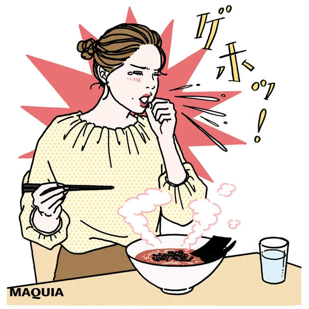 辛いものを食べるとむせる　40代　むせる原因