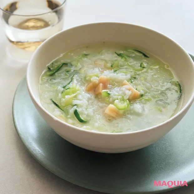 長谷川あかりさんの人気レシピ 干しほたてときゅうりのおかゆ