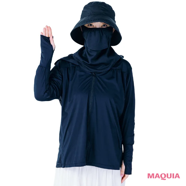 美容家 大野真理子さんおすすめのシミ対策 Mukiiの帽子＆パーカー ヤケーヌのフェイスカバー