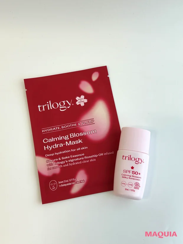 推しコス マキアエディター  trilogy トリロジー　カーミングブロッサム ハイドラシートマスク UVミルク