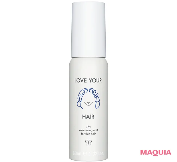 ヘアアレンジ ドライヤーを使った髪の巻き方 おすすめのアイテム　uka LOVE YOUR PECHANKO HAIR volumizing mist for thin hair