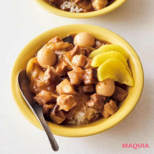 長谷川あかりさんの人気レシピ 干ししいたけとうずらの卵、豚バラのルーローハン風