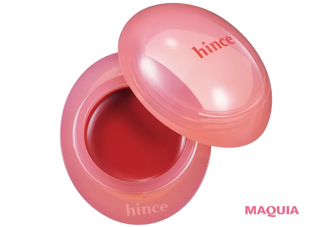ツヤレッドのリップ＆チークコスメにおすすめのメイク hince ロウグロウデューイーボール 08