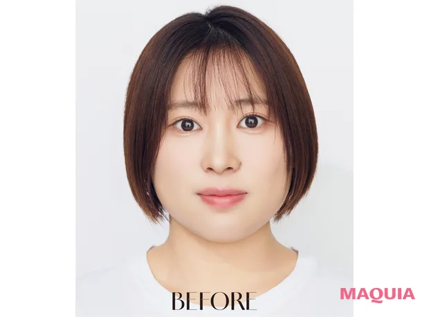 ヘアアレンジ ドライヤーを使った髪の巻き方　ショートボブ　ビフォー