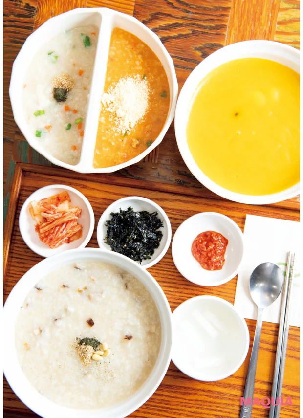 韓国のお粥が食べられるおすすめのお店　ボンジュク&ビビンバcafe  新大久保店　アワビのお粥とかぼちゃのお粥