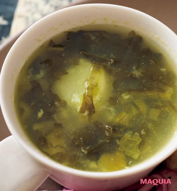 長谷川あかりさんの人気レシピ 高菜と長いものスープ