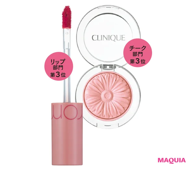 （右から）チーク部門第3位　リップ部門第3位