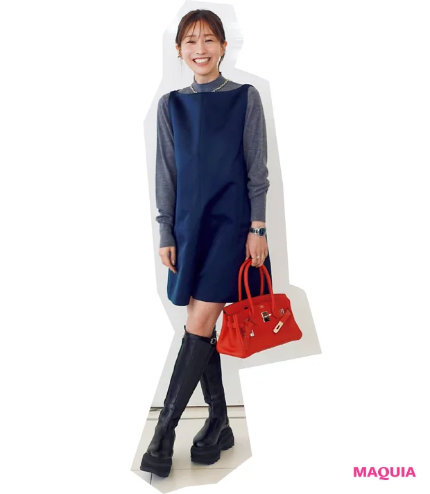 田中みな実の私服 マディソンブルーのオールインワンコーデ