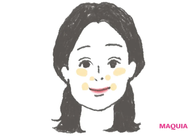 口角や小鼻の脇、頬骨の高い部分にちょこっとのせると、あか抜ける!
