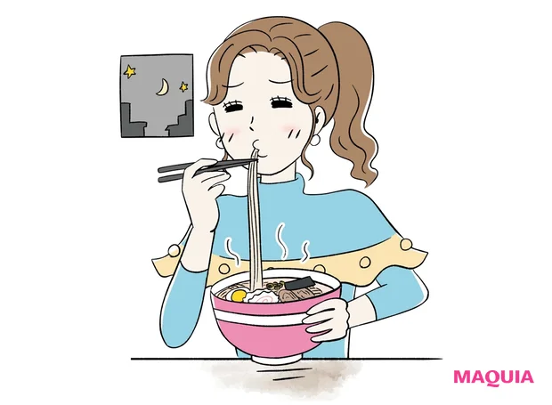 禁断のラーメン夜食で顔がむくんだ