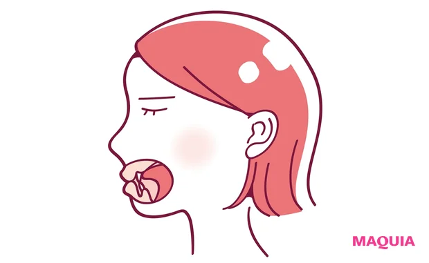 舌先は常に上の歯の裏側のつけ根にタッチさせ、舌全体を天井部分に添わせるように。